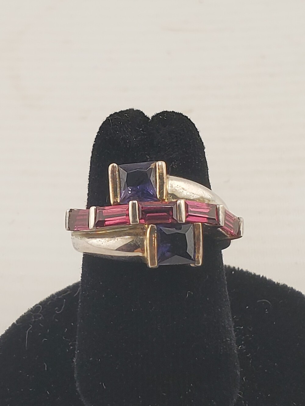 Sterling Amethyst Tourmaline Ring 7